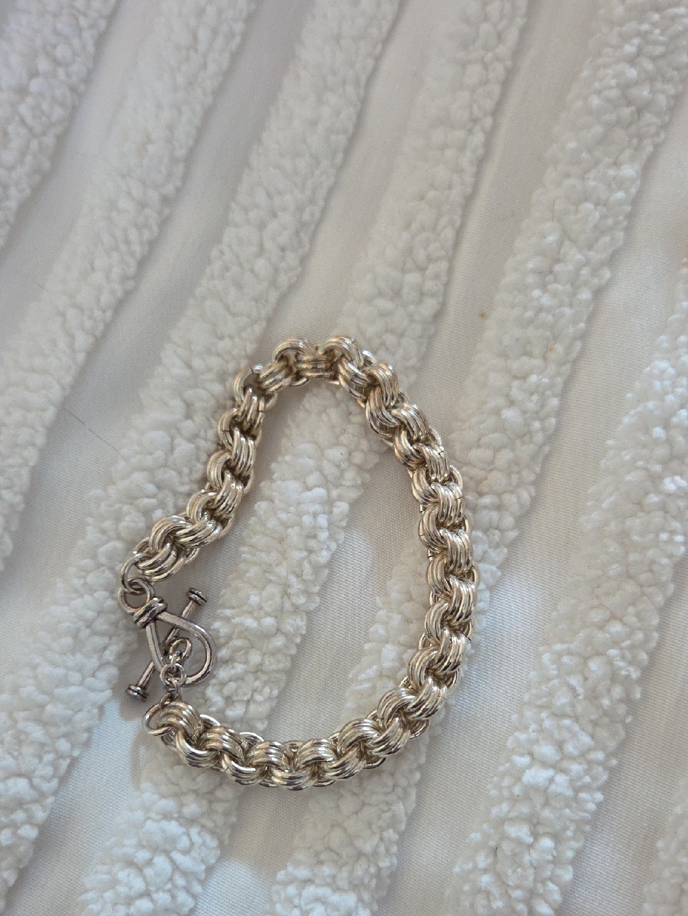 Chunky Rope Chain Bracelet in Shiny Silver Tone